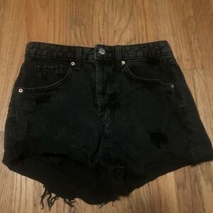 black denim shorts